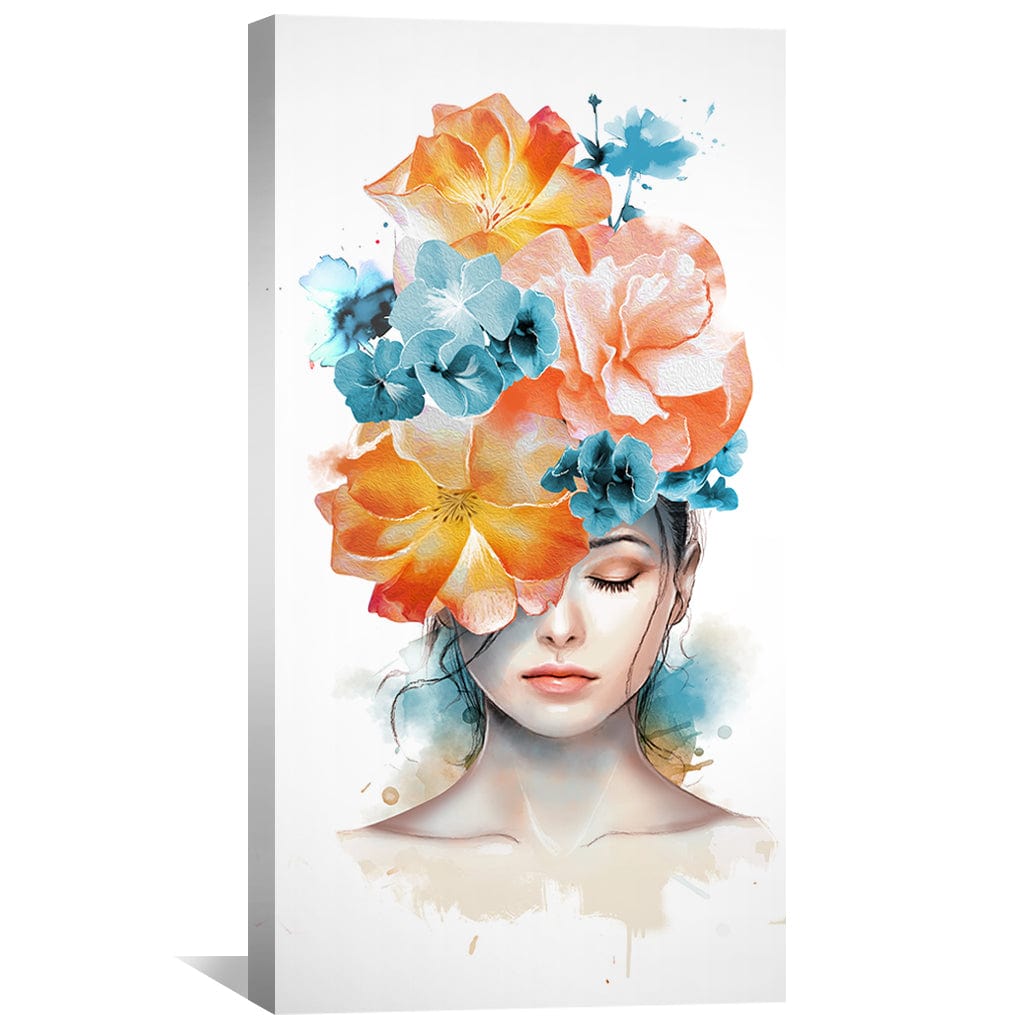 Floral Elegance: Dreamy Woman with Blossom Crown Oil Painting