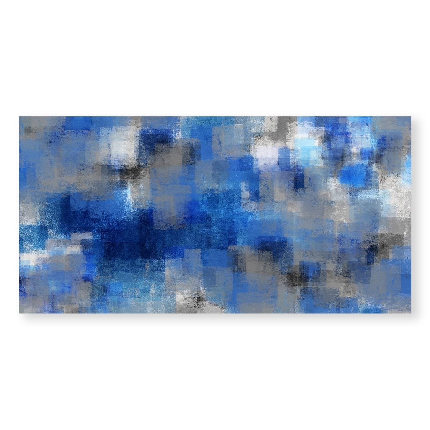 Abstract Blue Waves Oil Painting for Modern Home Decor