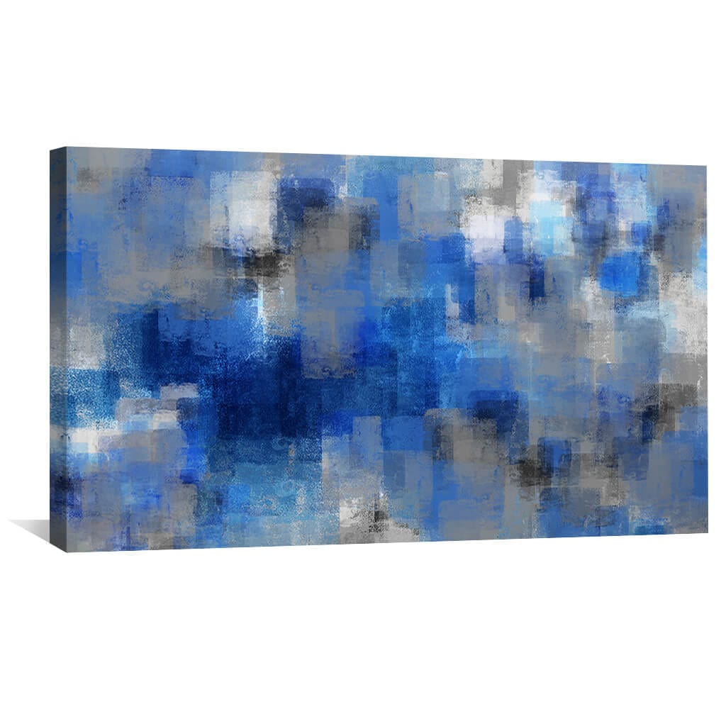 Abstract Blue Waves Oil Painting for Modern Home Decor