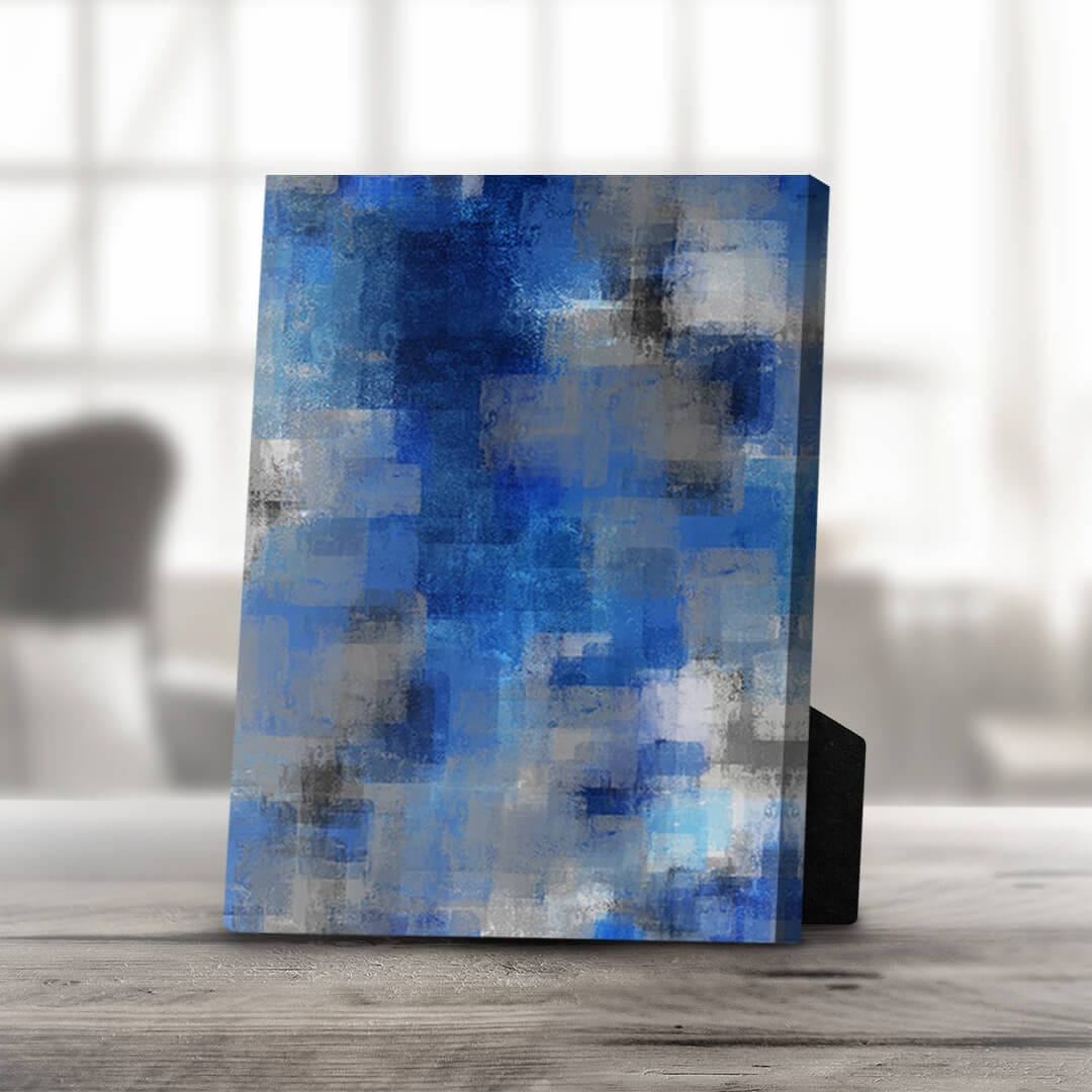 Abstract Blue Layers Canvas Art for Modern Home Decor