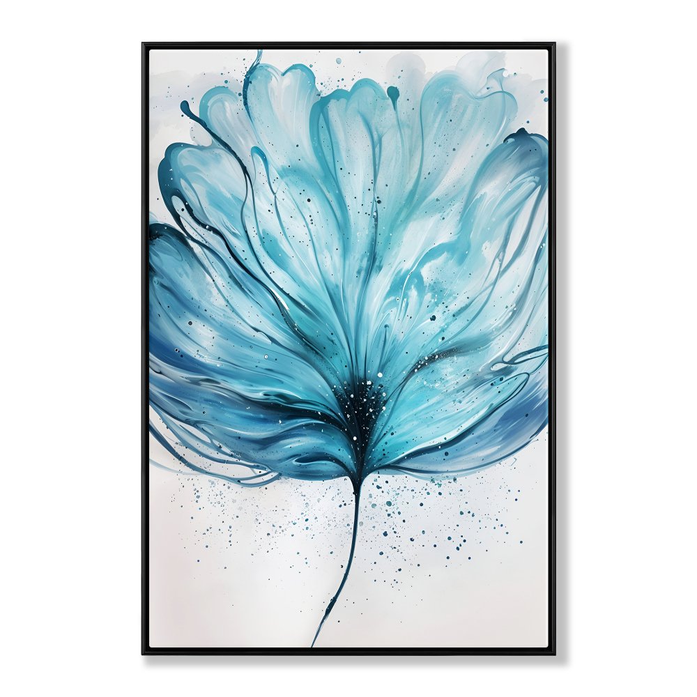 Elegant Blue Floral Oil Painting for Modern Home Decor