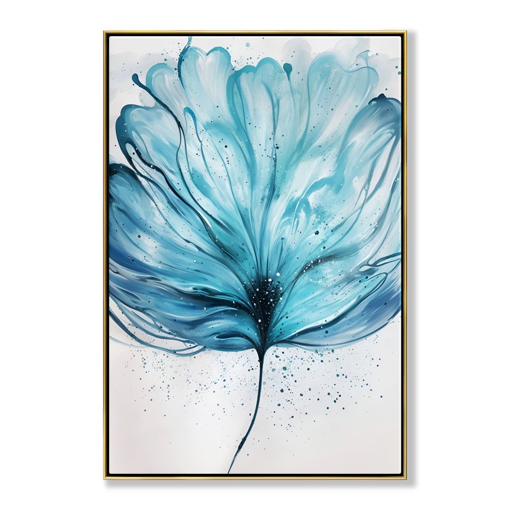 Elegant Blue Floral Oil Painting for Modern Home Decor
