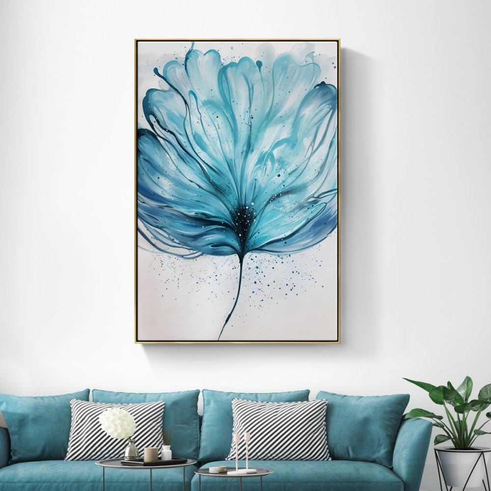 Elegant Blue Floral Oil Painting for Modern Home Decor