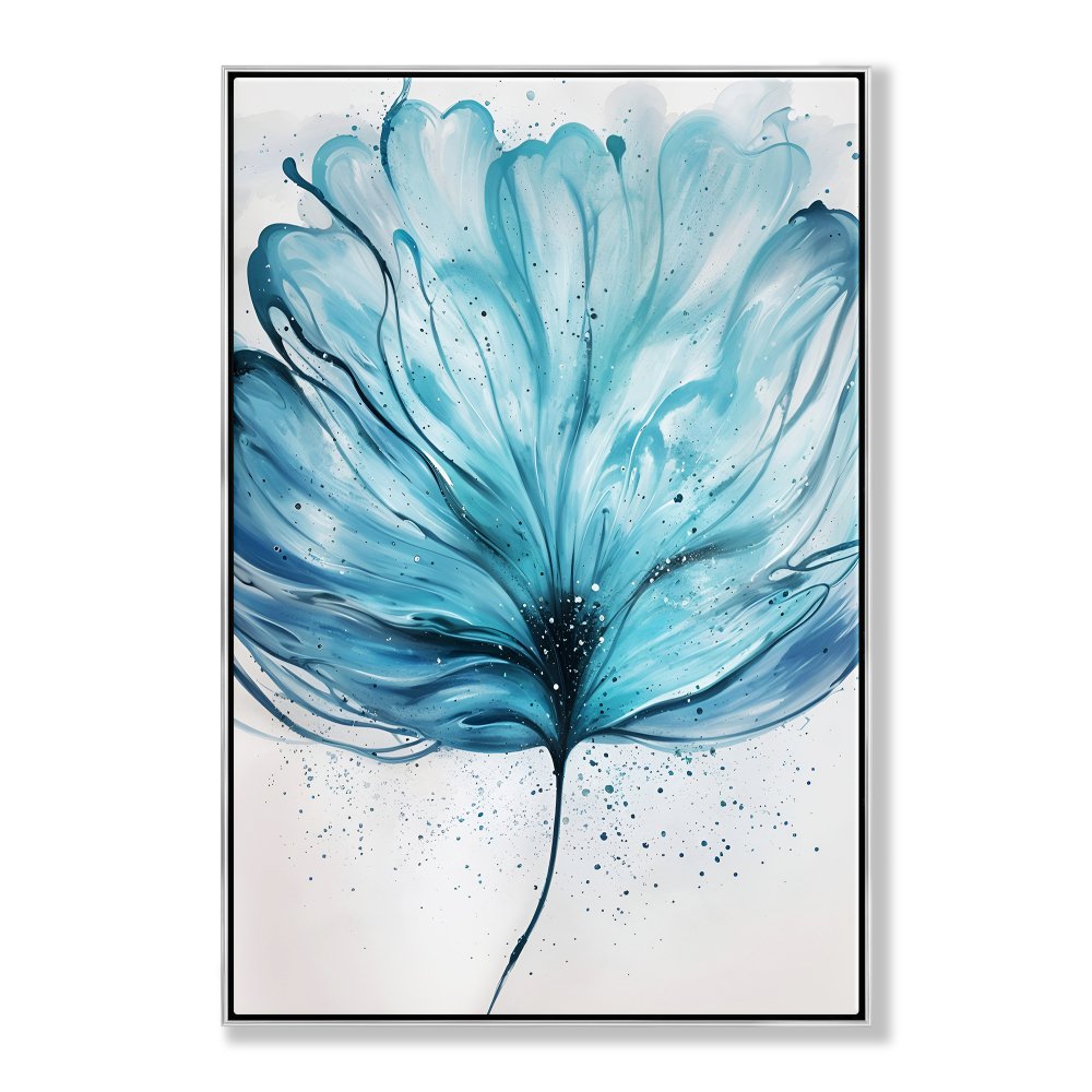 Elegant Blue Floral Oil Painting for Modern Home Decor