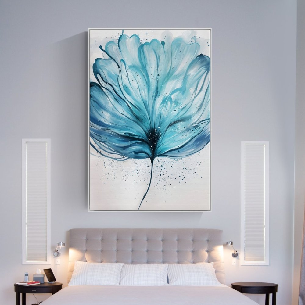Elegant Blue Floral Oil Painting for Modern Home Decor