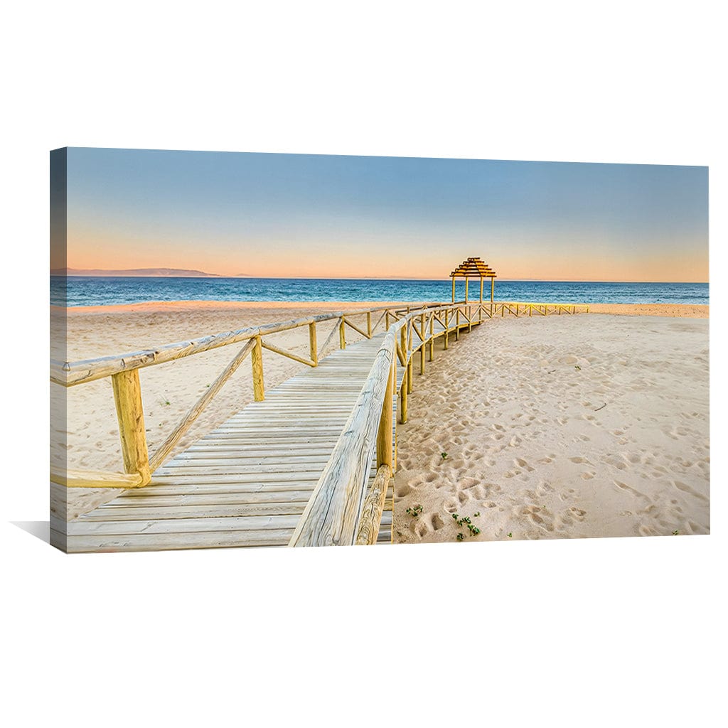Serene Beach Boardwalk Oil Painting for Coastal Home Décor