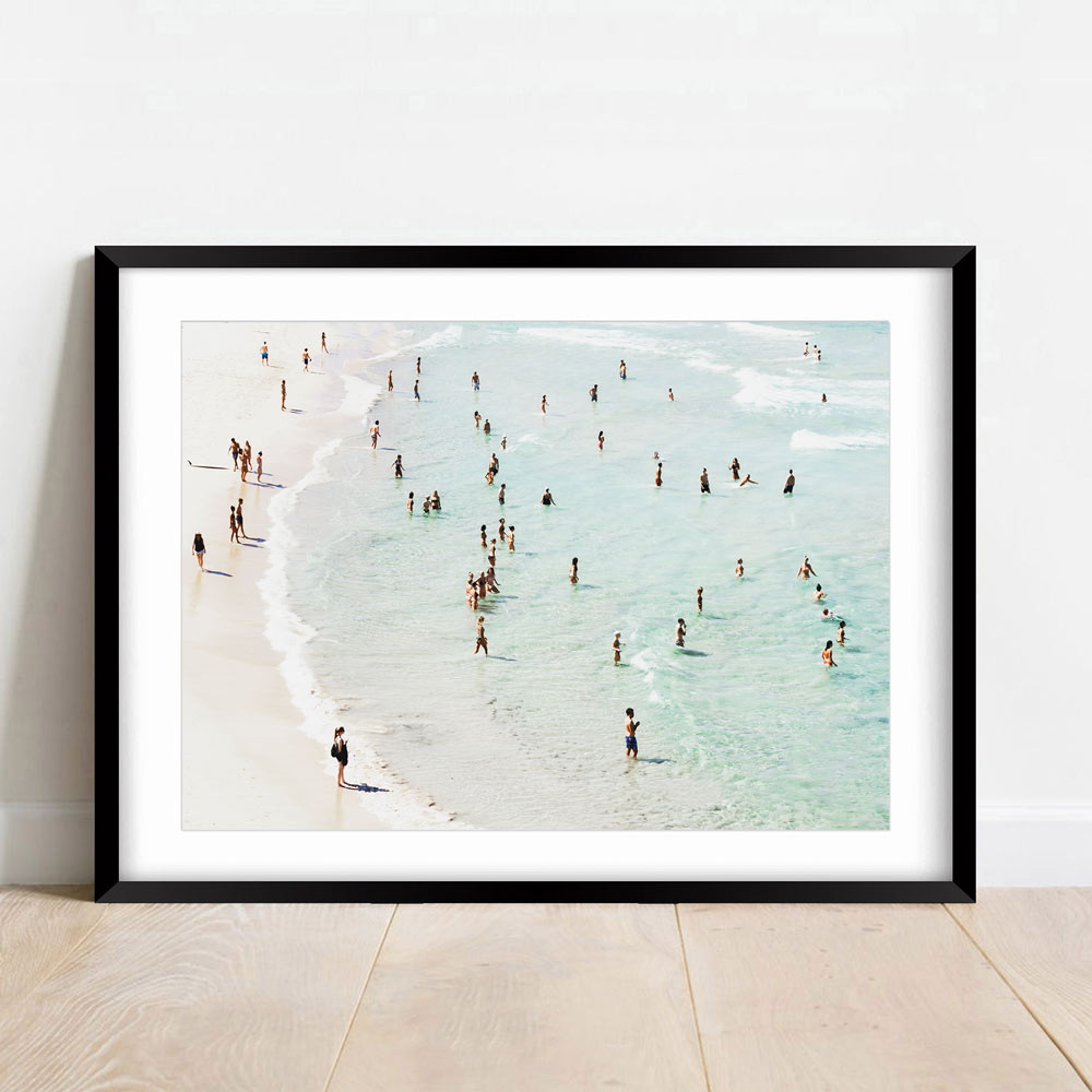 Vibrant Beach Scene with Bathers at Bondi Ocean Waves
