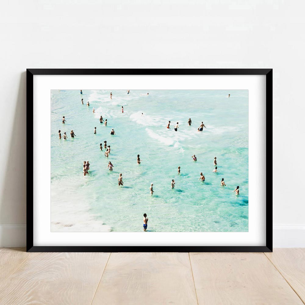 Vibrant Summer at Bondi Beach: People Enjoying the Aqua Waves