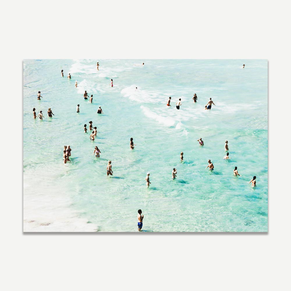 Vibrant Summer at Bondi Beach: People Enjoying the Aqua Waves