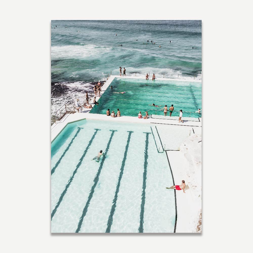 Serene Bondi Beach Pool Escape - Captivating Coastal Oil Painting