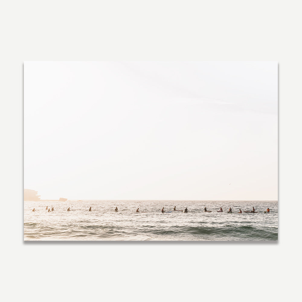 Serene Bondi Beach Surfers: Vibrant Oil Painting of Coastal Wave Ride