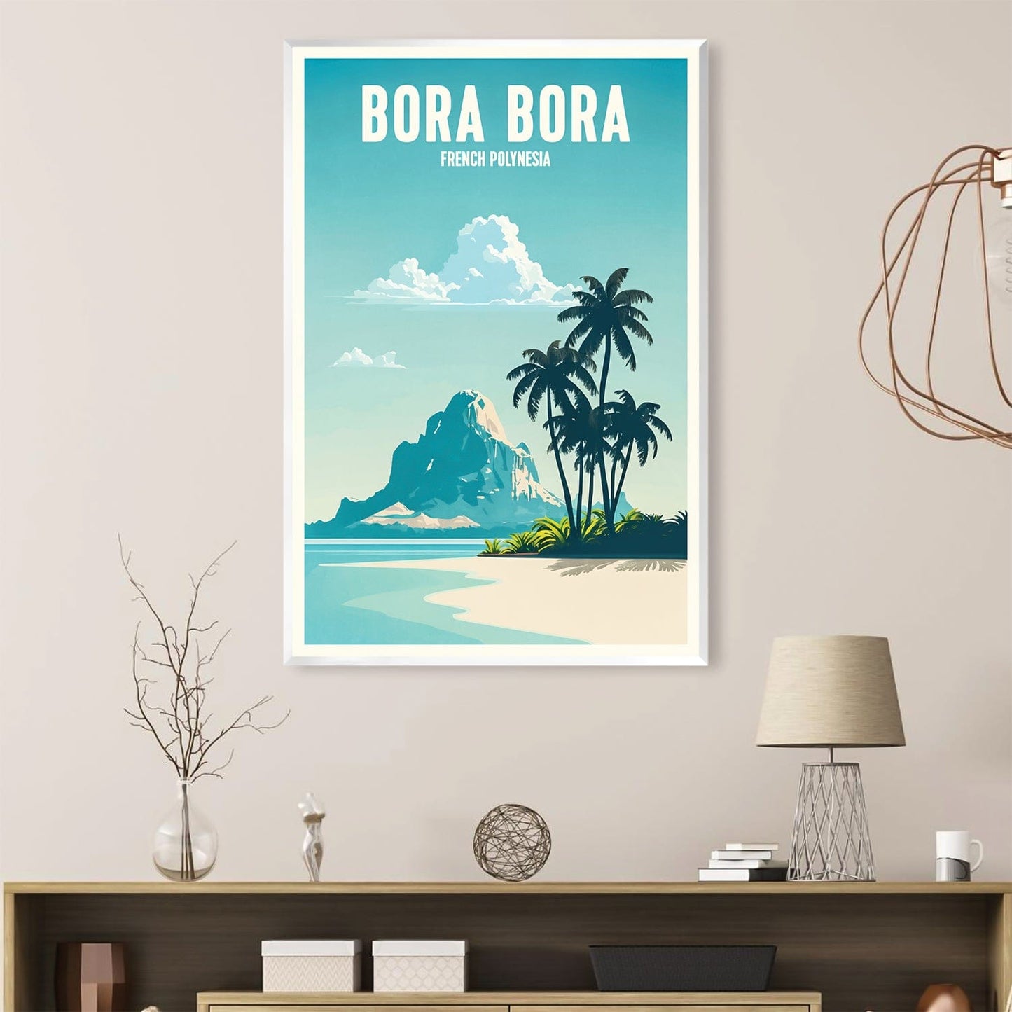 Bora Bora Island Paradise Oil Painting - Tropical Ocean Art for Home Decor