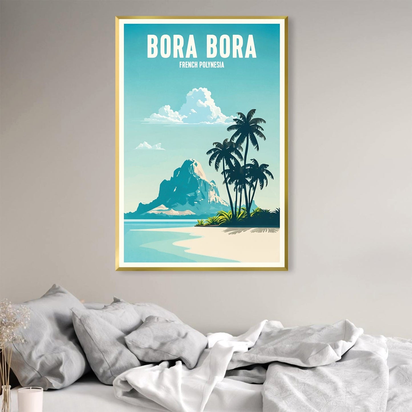 Bora Bora Island Paradise Oil Painting - Tropical Ocean Art for Home Decor