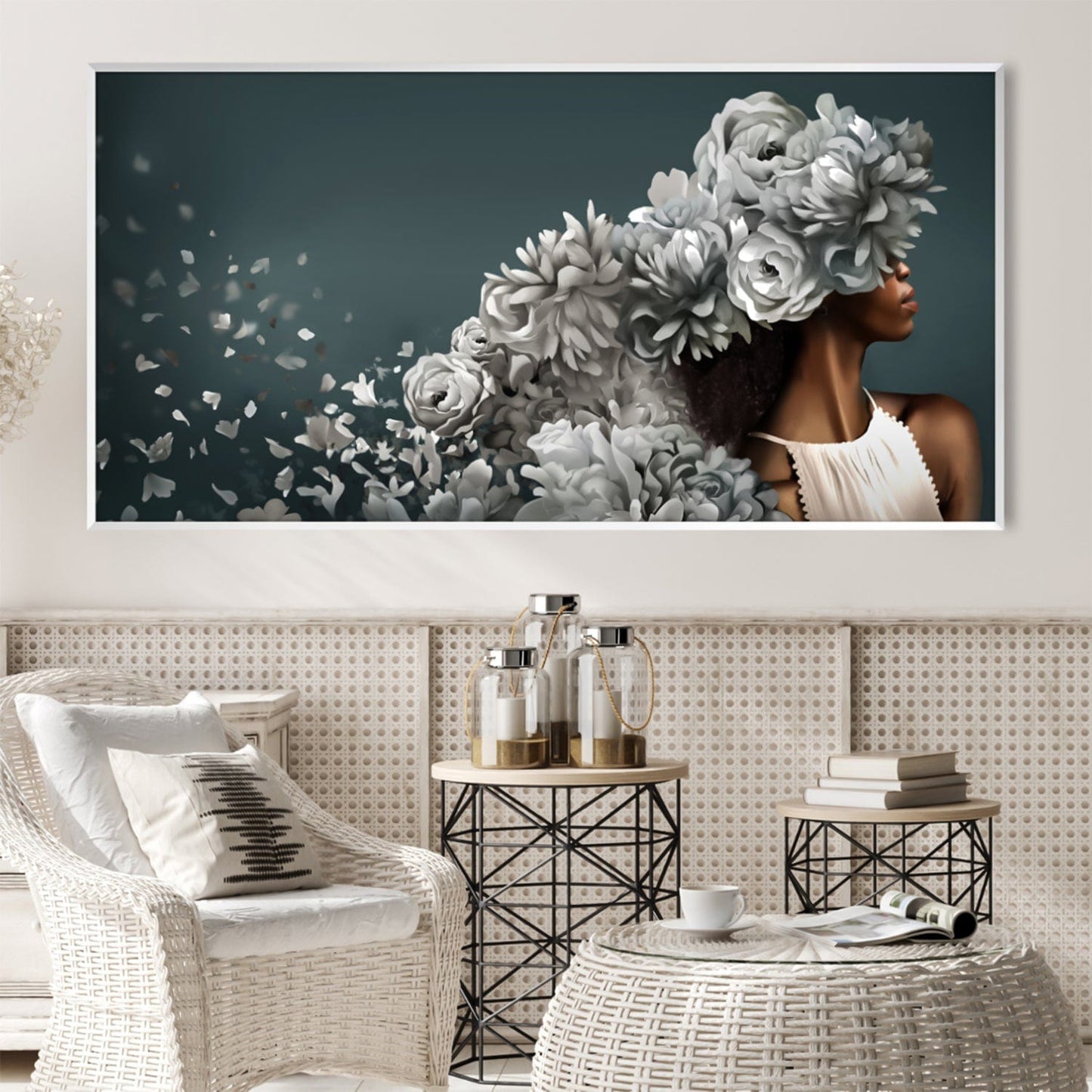 Elegant Floral Portrait Oil Painting for Home Decor and Wall Art
