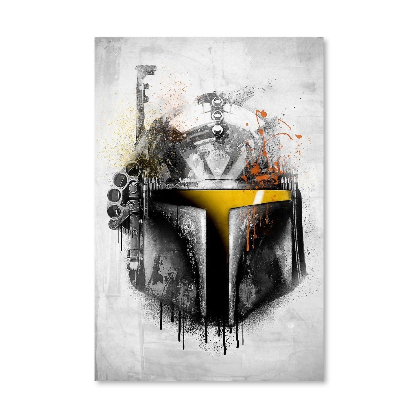 Bounty Hunter Helmet Abstract Oil Painting for Unique Home Decor