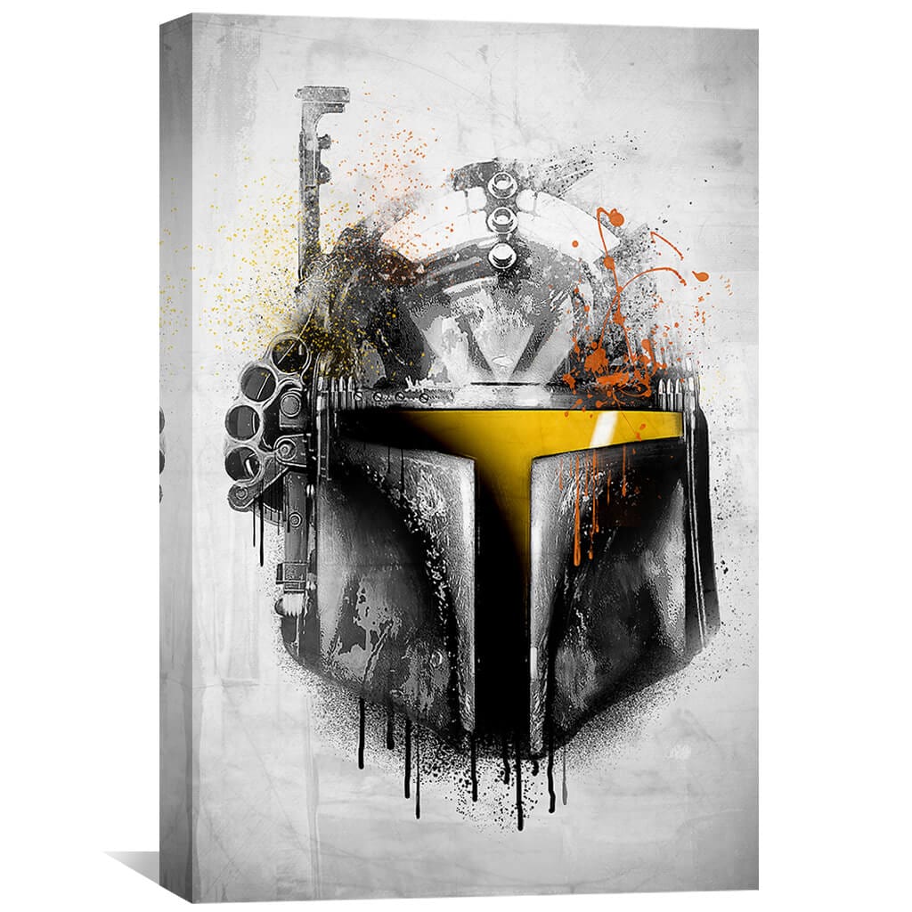 Bounty Hunter Helmet Abstract Oil Painting for Unique Home Decor