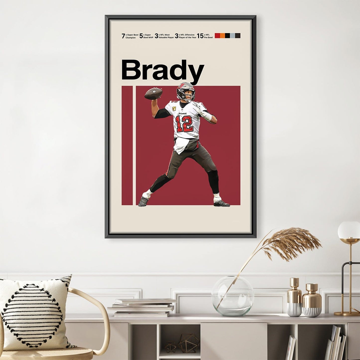 Tom Brady Action Oil Painting - Iconic Sports Wall Art for Football Fans