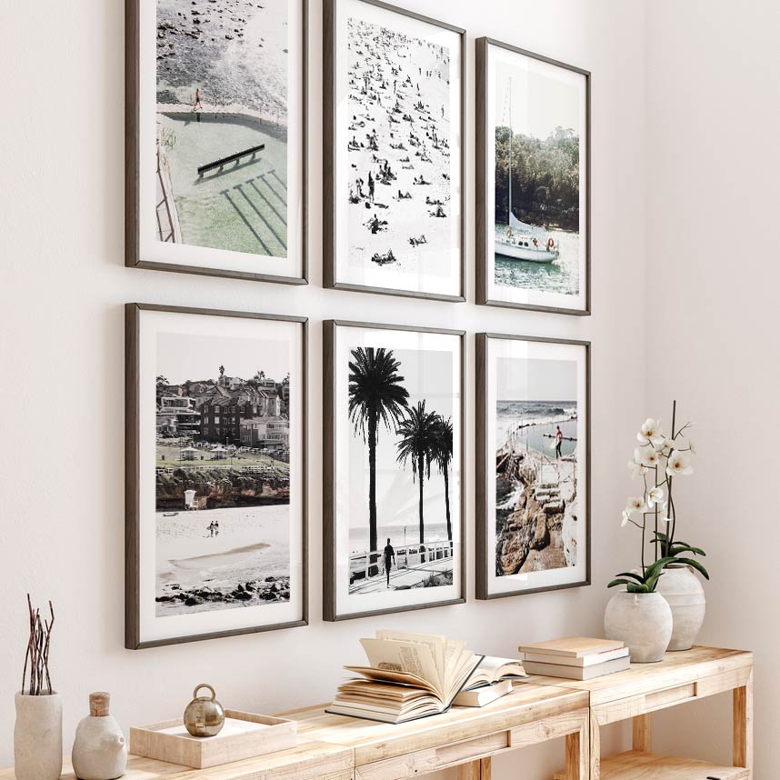 Serene Bronte Beach Scene: Coastal Charm Oil Painting for Home Decor