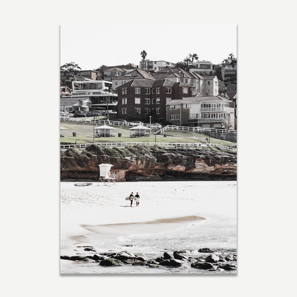 Serene Bronte Beach Scene: Coastal Charm Oil Painting for Home Decor