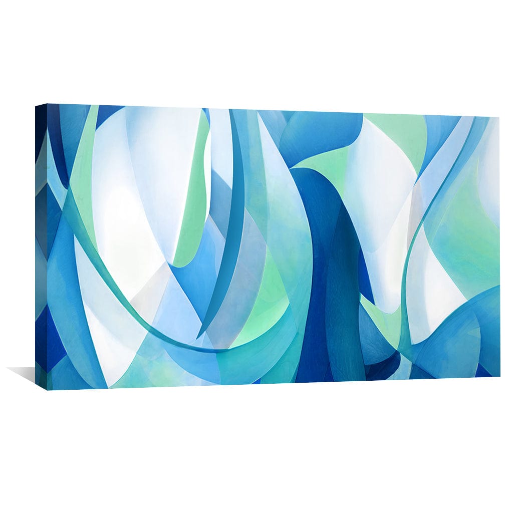 Abstract Blue Waves Oil Painting for Modern Home Decor