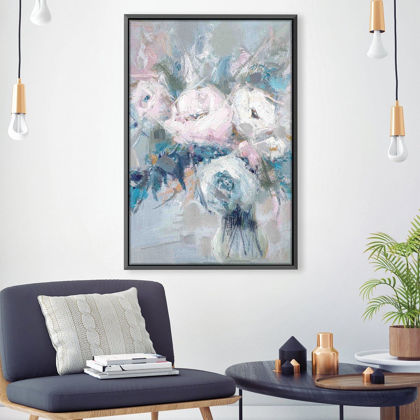 Elegant Spring Floral Oil Painting in Soft Pastels for Home Decor