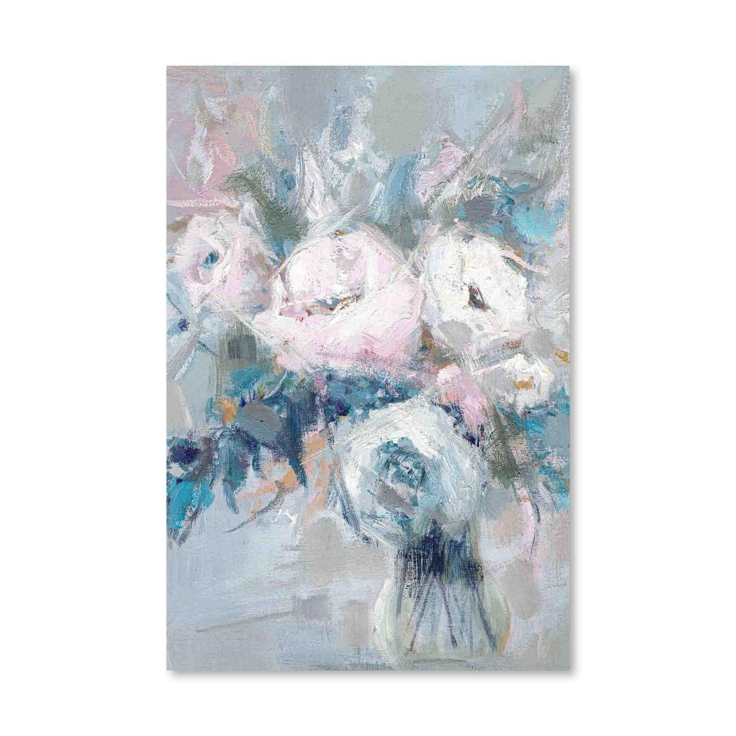 Elegant Spring Floral Oil Painting in Soft Pastels for Home Decor
