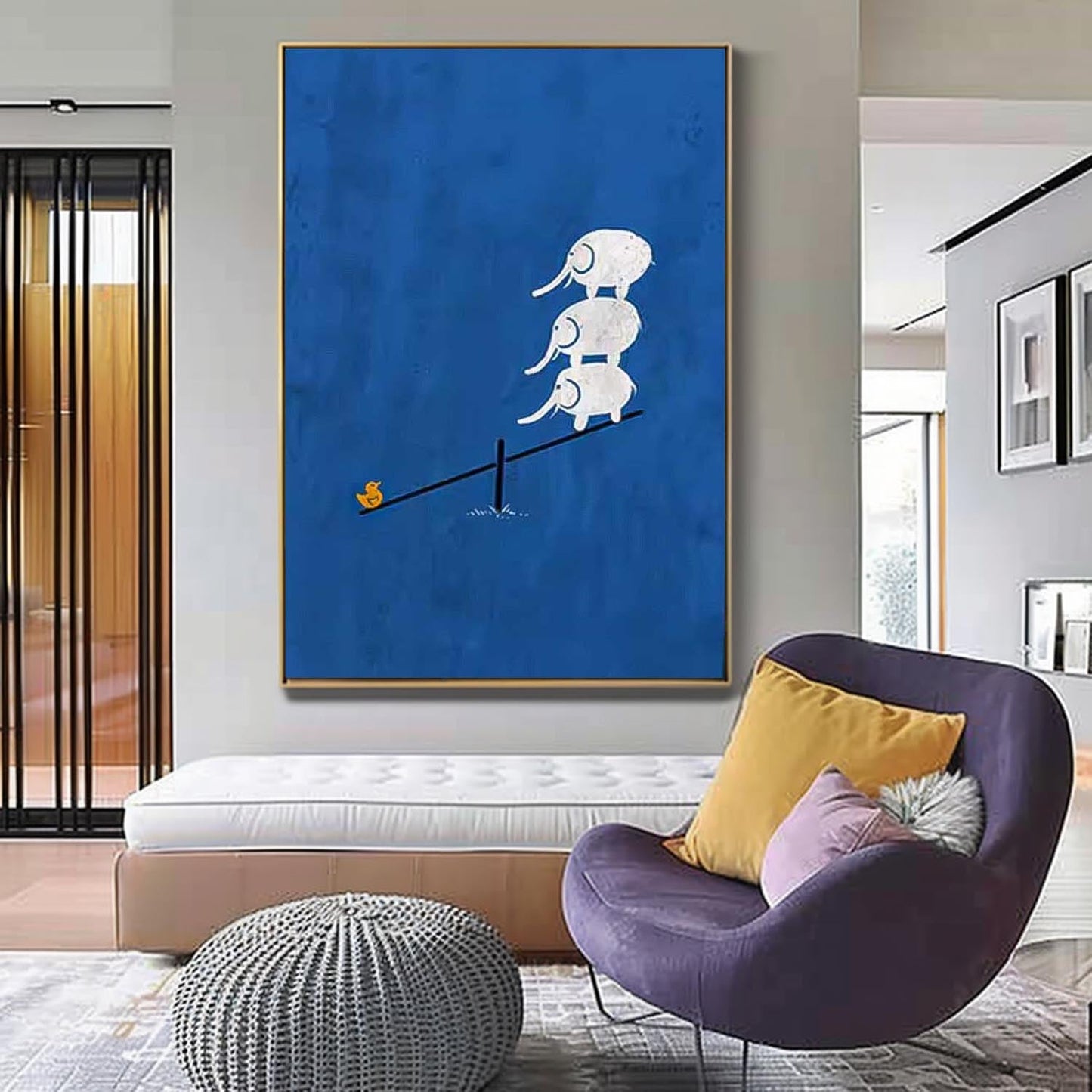 Whimsical Elephant Balance Art for Modern Minimalist Home Decor