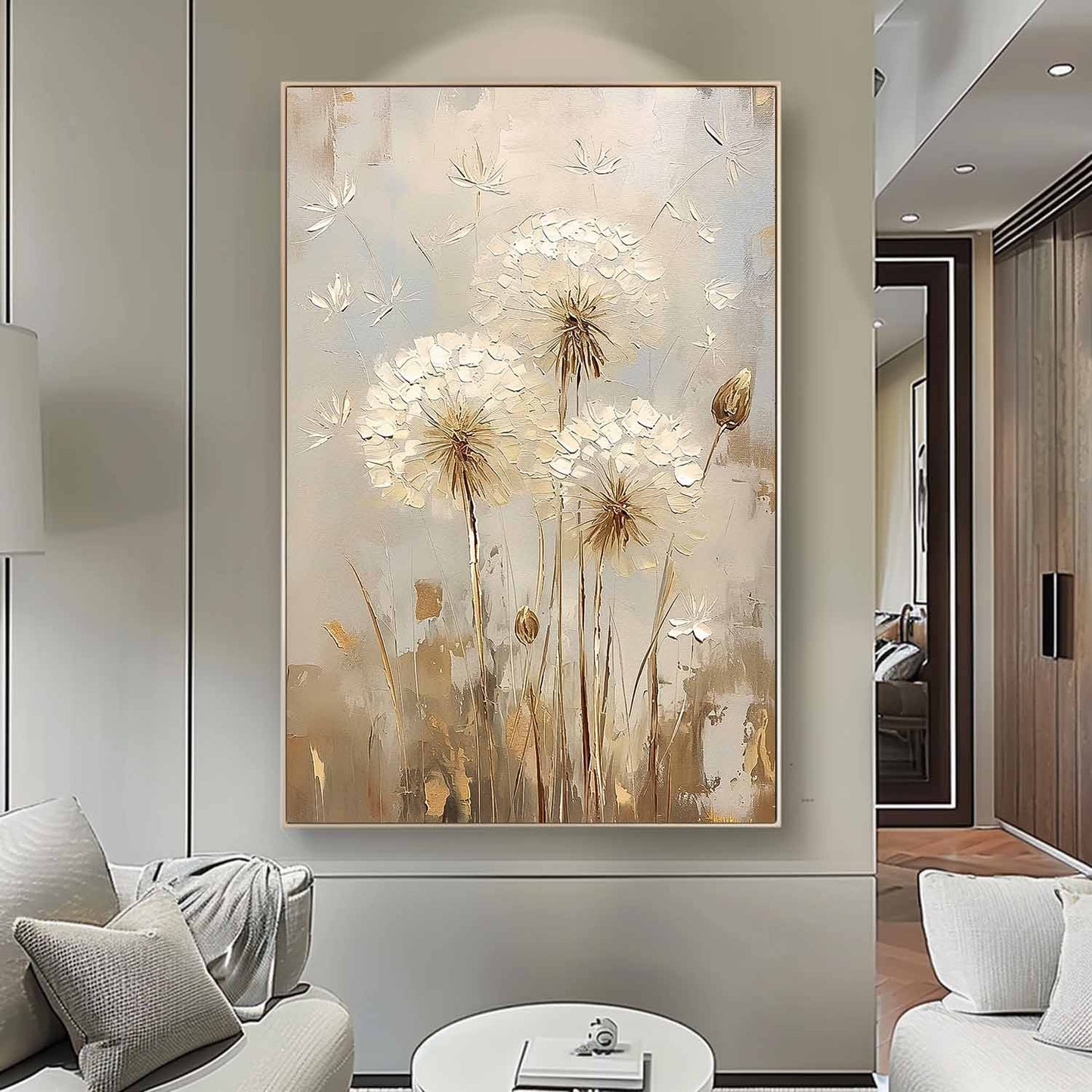 Elegant White Flower Oil Painting for Modern Home Decor