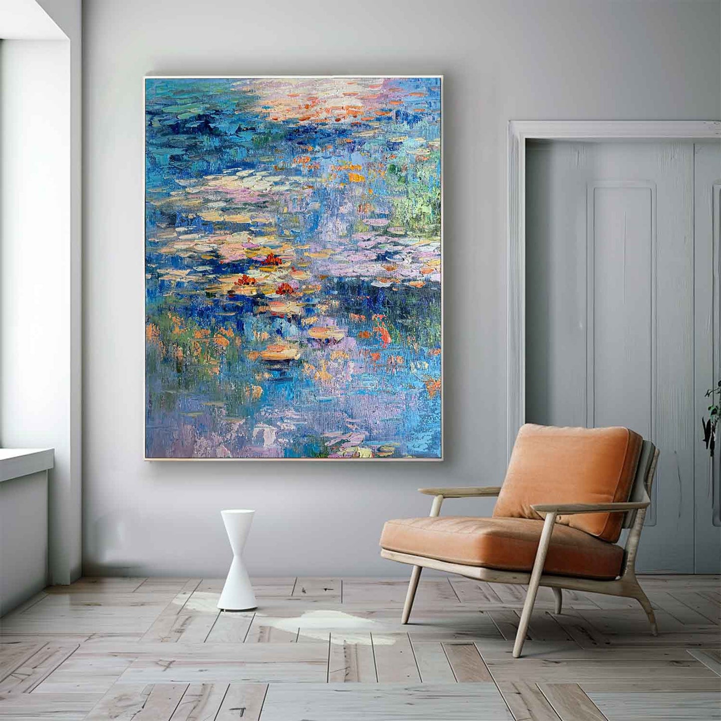 Serene Water Lilies Oil Painting for Tranquil Home Decor