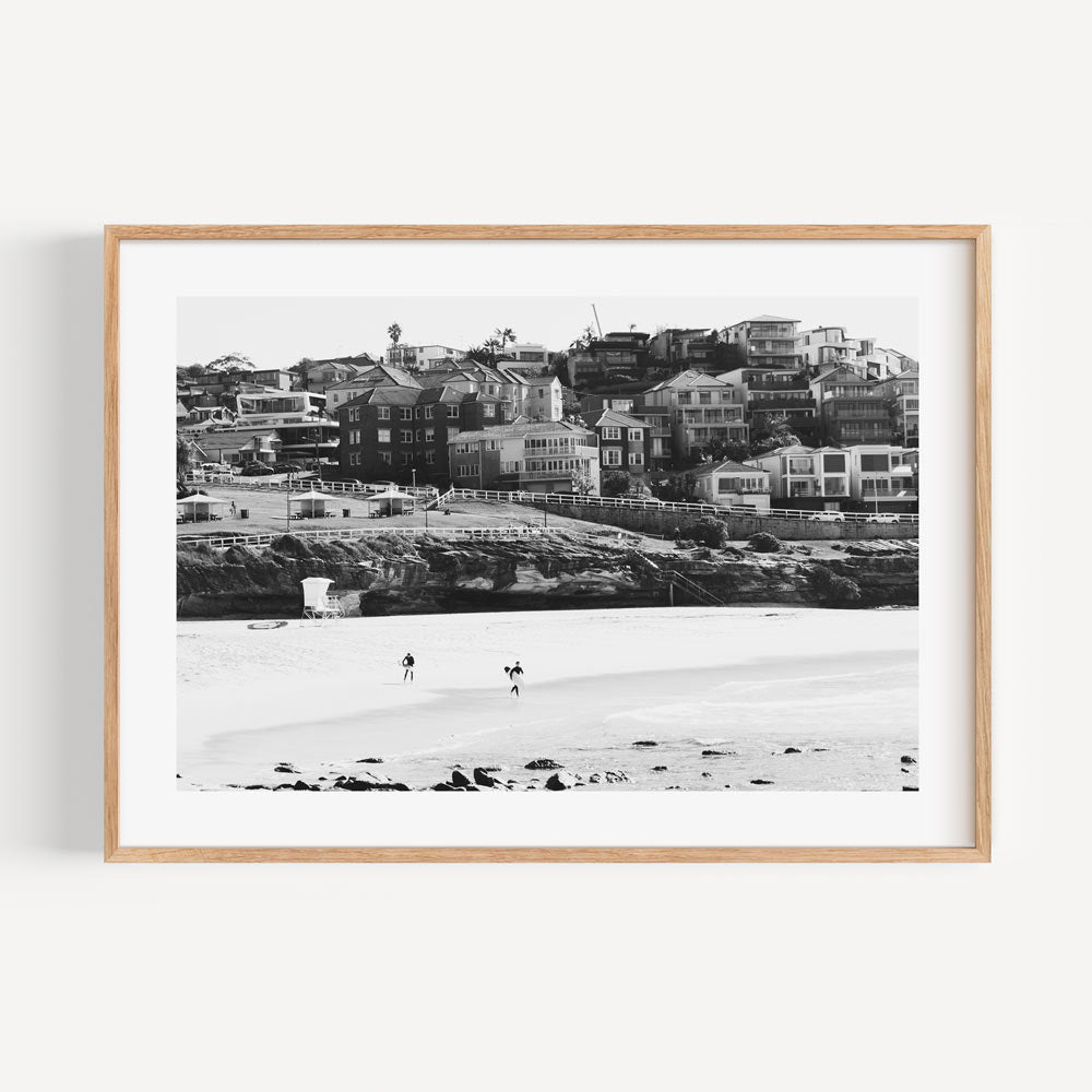 Black and White Oil Painting of Bronte Beach Coastal Views