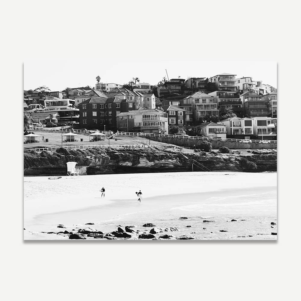 Black and White Oil Painting of Bronte Beach Coastal Views