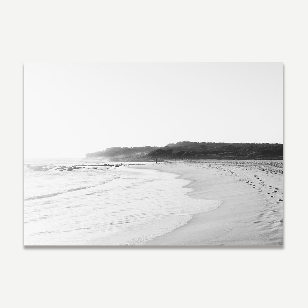 Serene Black and White Maroubra Beach Scene Oil Painting