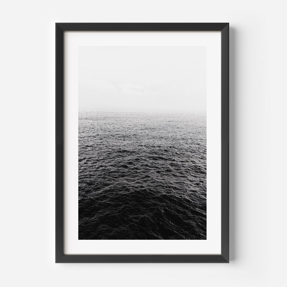 Serene Black and White Ocean Waves Oil Painting for Tranquil Décor