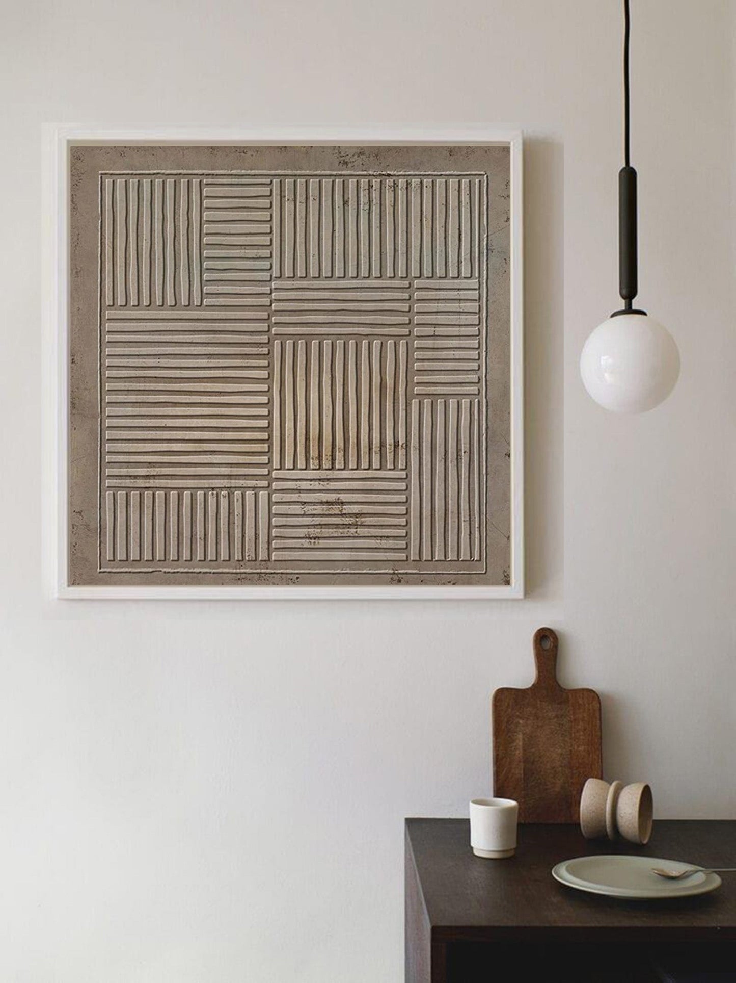 Contemporary Wabi-Sabi Minimalist Oil Painting for Serene Home Decor