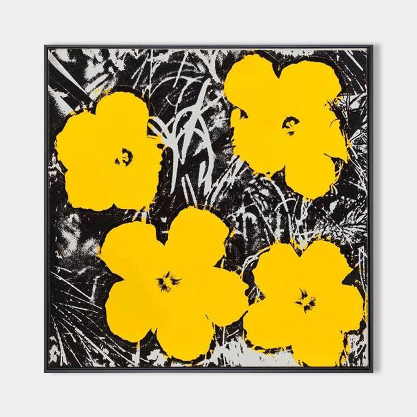Vibrant Yellow Flowers Oil Painting in Bold Abstract Style