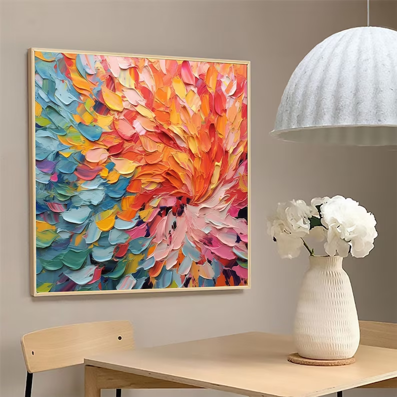 Colorful Abstract Swirl Oil Painting for Vibrant Home Decor and Art Collection