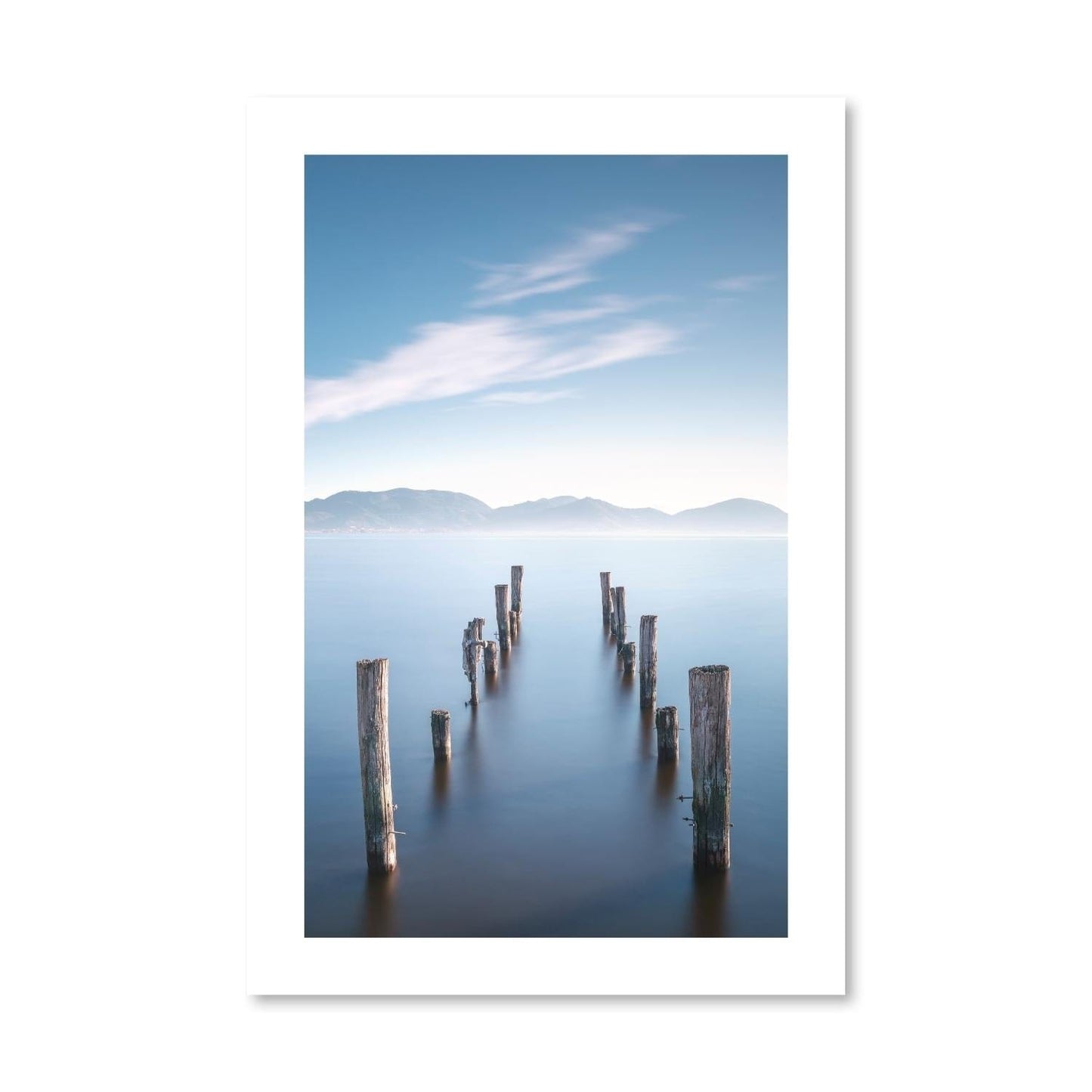 Tranquil Waterscape with Weathered Docks - Serene Oil Painting for Home Decor