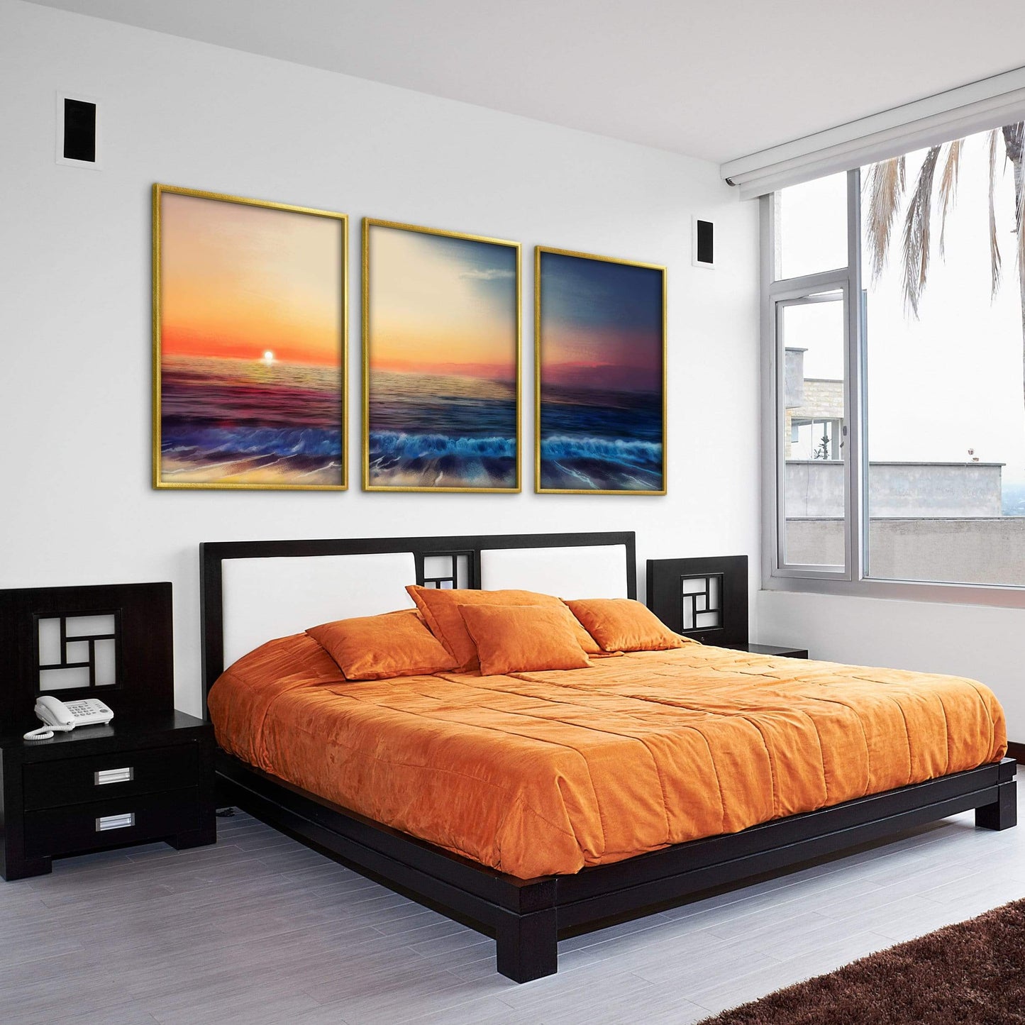 Tranquil Ocean Sunset Oil Painting for Serene Home Decor