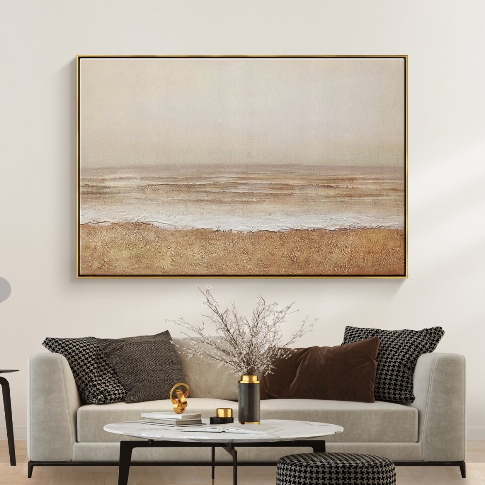 Tranquil Coastal Oil Painting for Serene Home Decor and Relaxing Ambiance