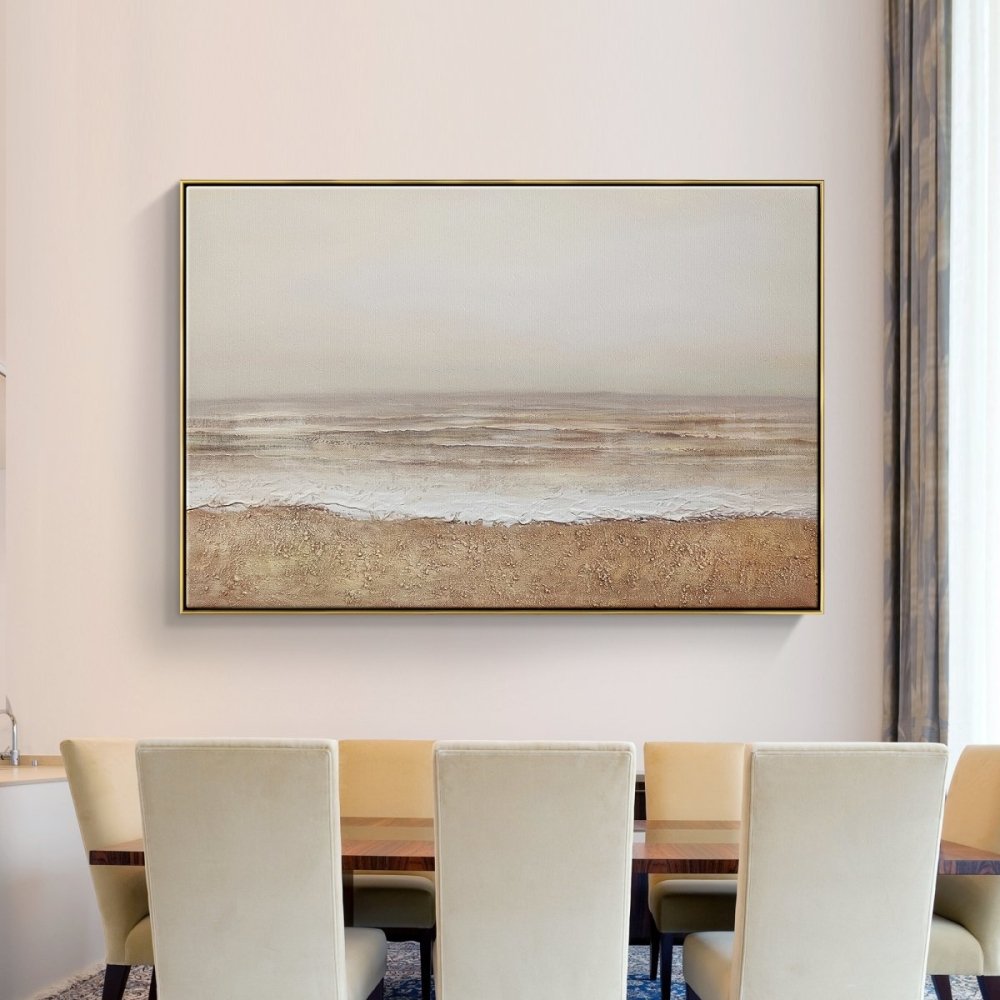 Tranquil Coastal Oil Painting for Serene Home Decor and Relaxing Ambiance