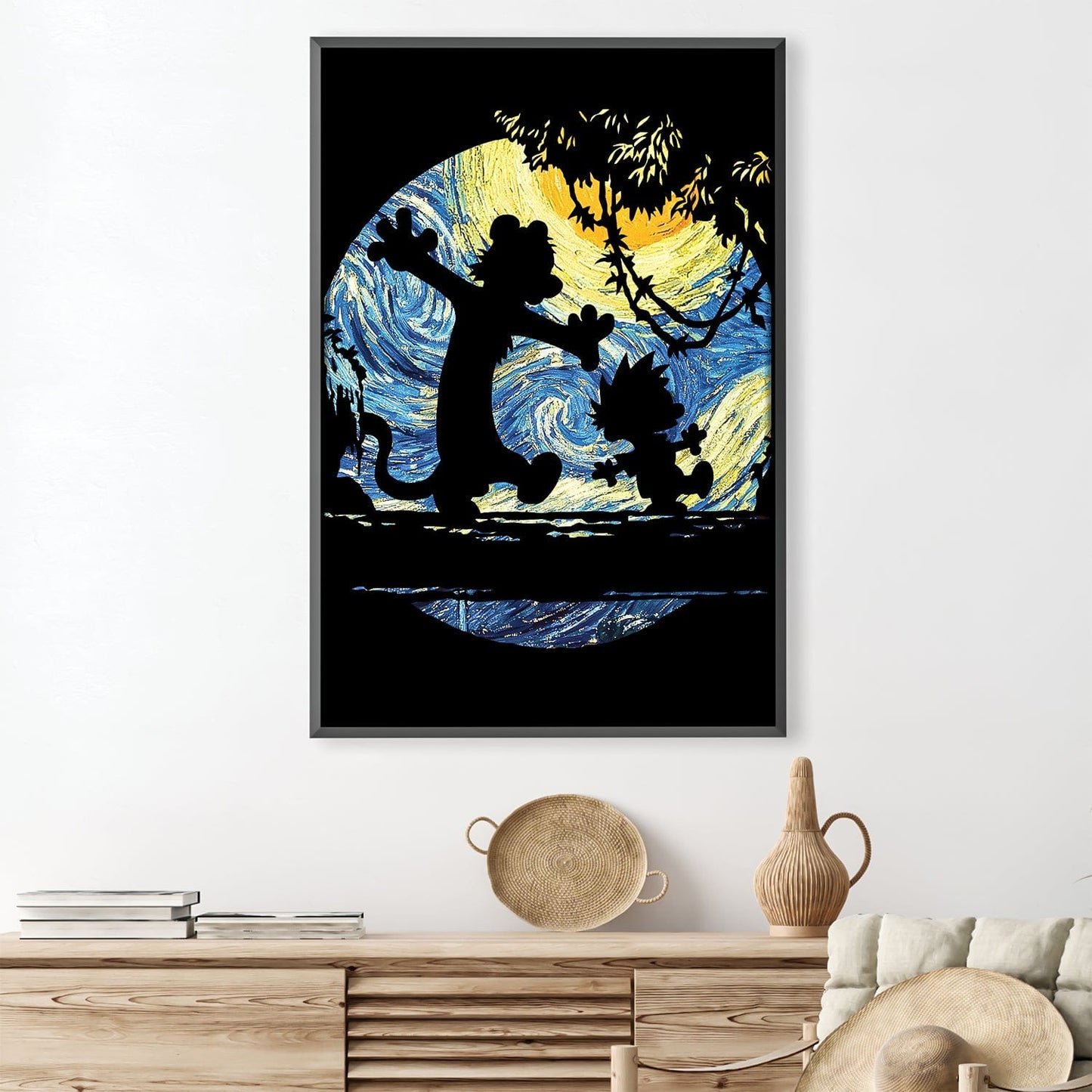 Calvin and Hobbes Starry Night Moon Canvas Art Print