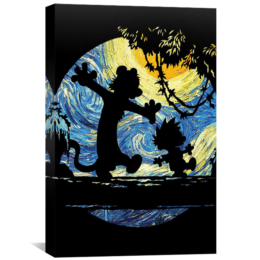 Calvin and Hobbes Starry Night Moon Canvas Art Print