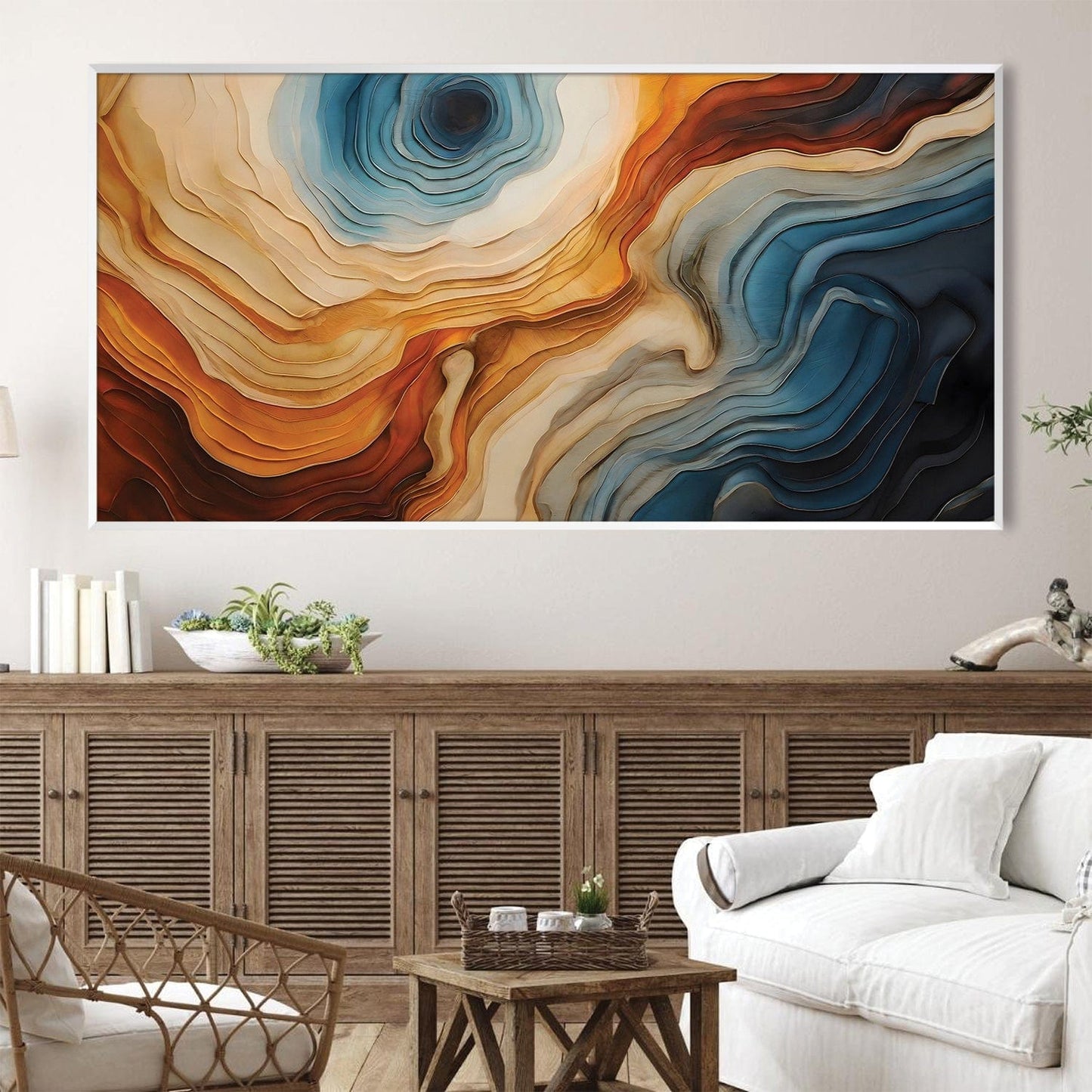 Abstract Canyon Landscape Oil Painting for Modern Home Decor
