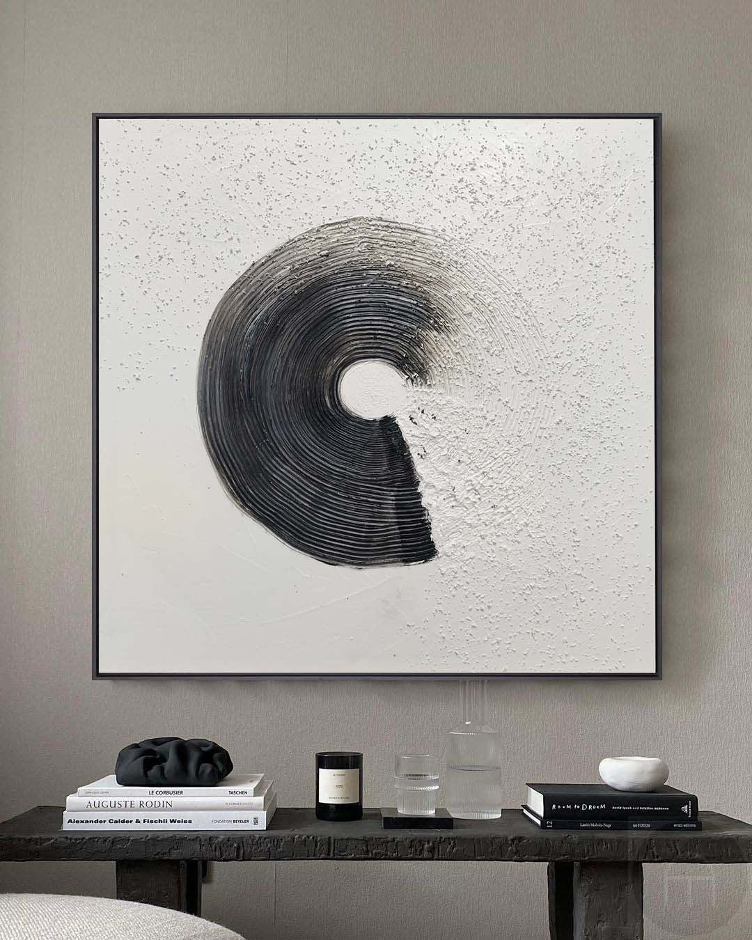 Contemporary Monochrome Abstract Oil Painting for Modern Home Decor