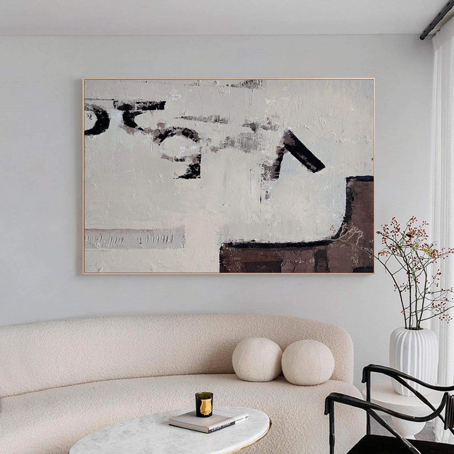 Contemporary Abstract Oil Painting with Neutral Tones for Modern Decor