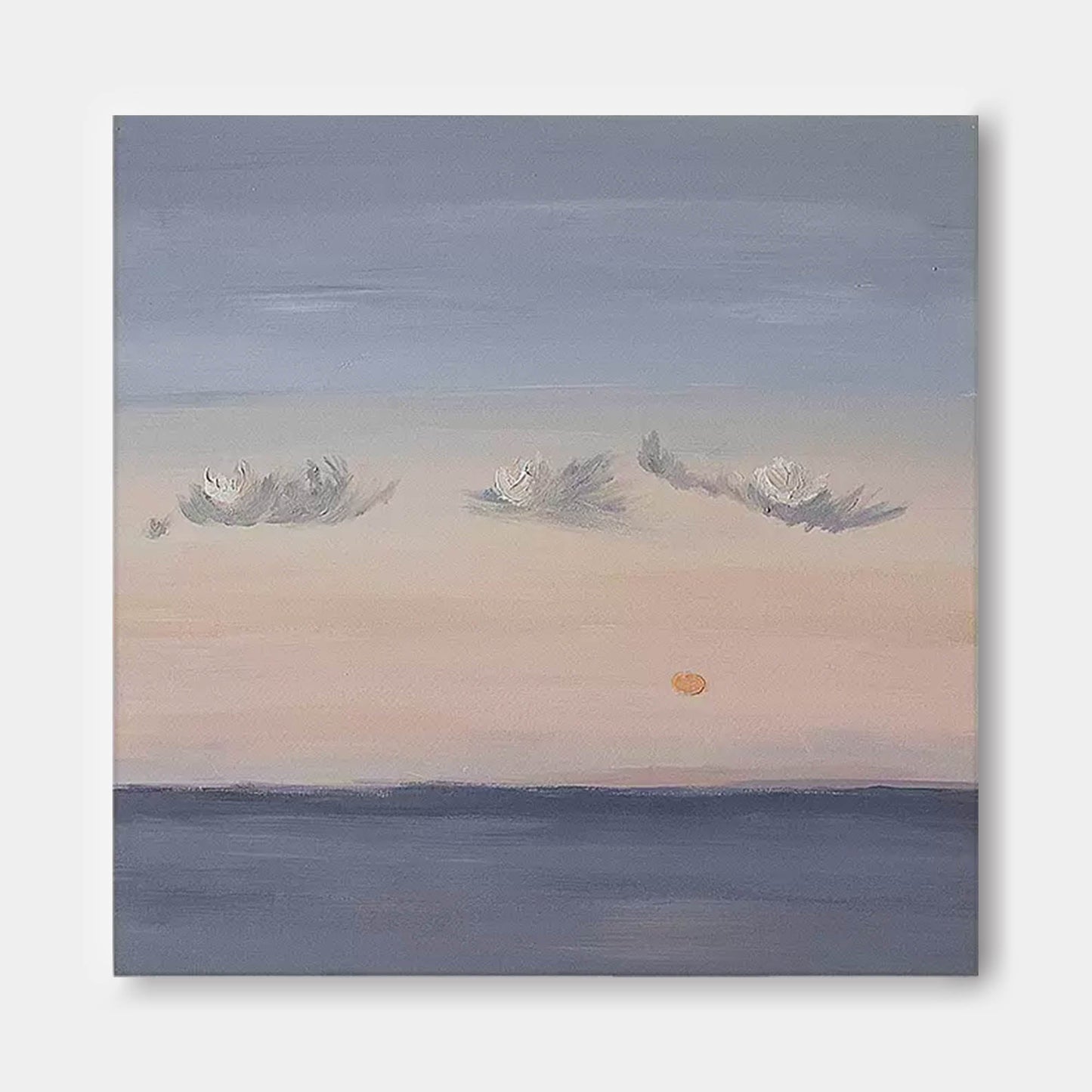 Tranquil Sunset Over Water - Serene Oil Painting Landscape for Home Decor