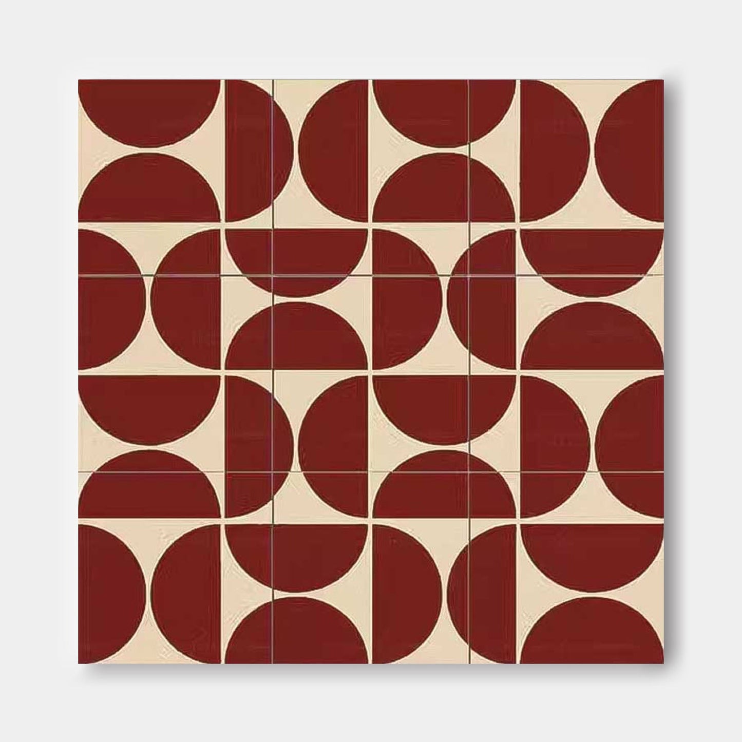 Contemporary Abstract Oil Painting with Geometric Shapes and Warm Tones