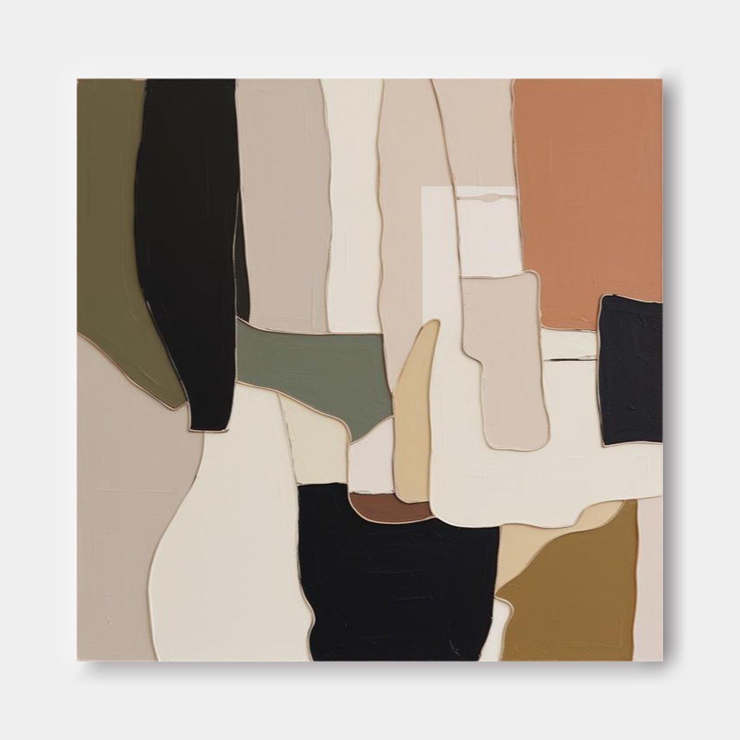 Contemporary Abstract Oil Painting with Earthy Tones for Modern Home Décor