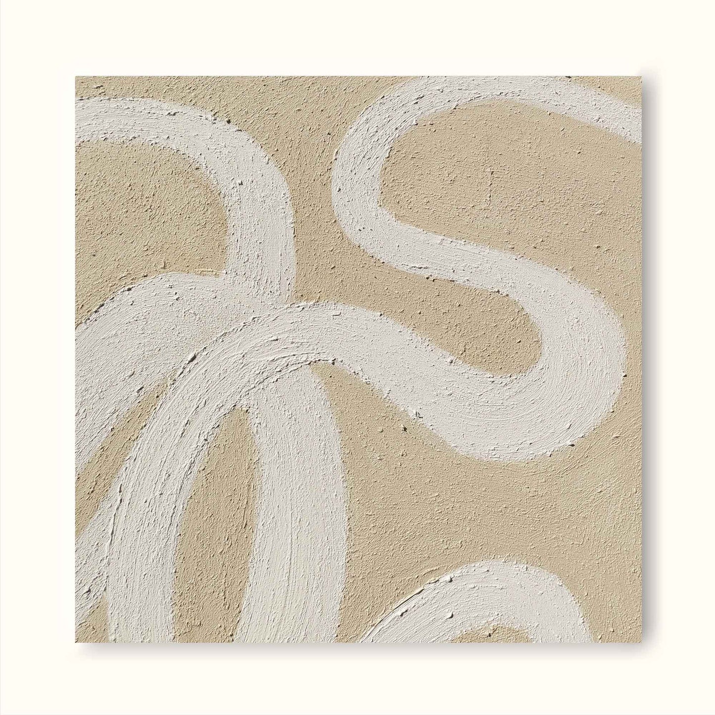 Contemporary Minimalist Line Art Oil Painting in Beige Tones for Modern Décor