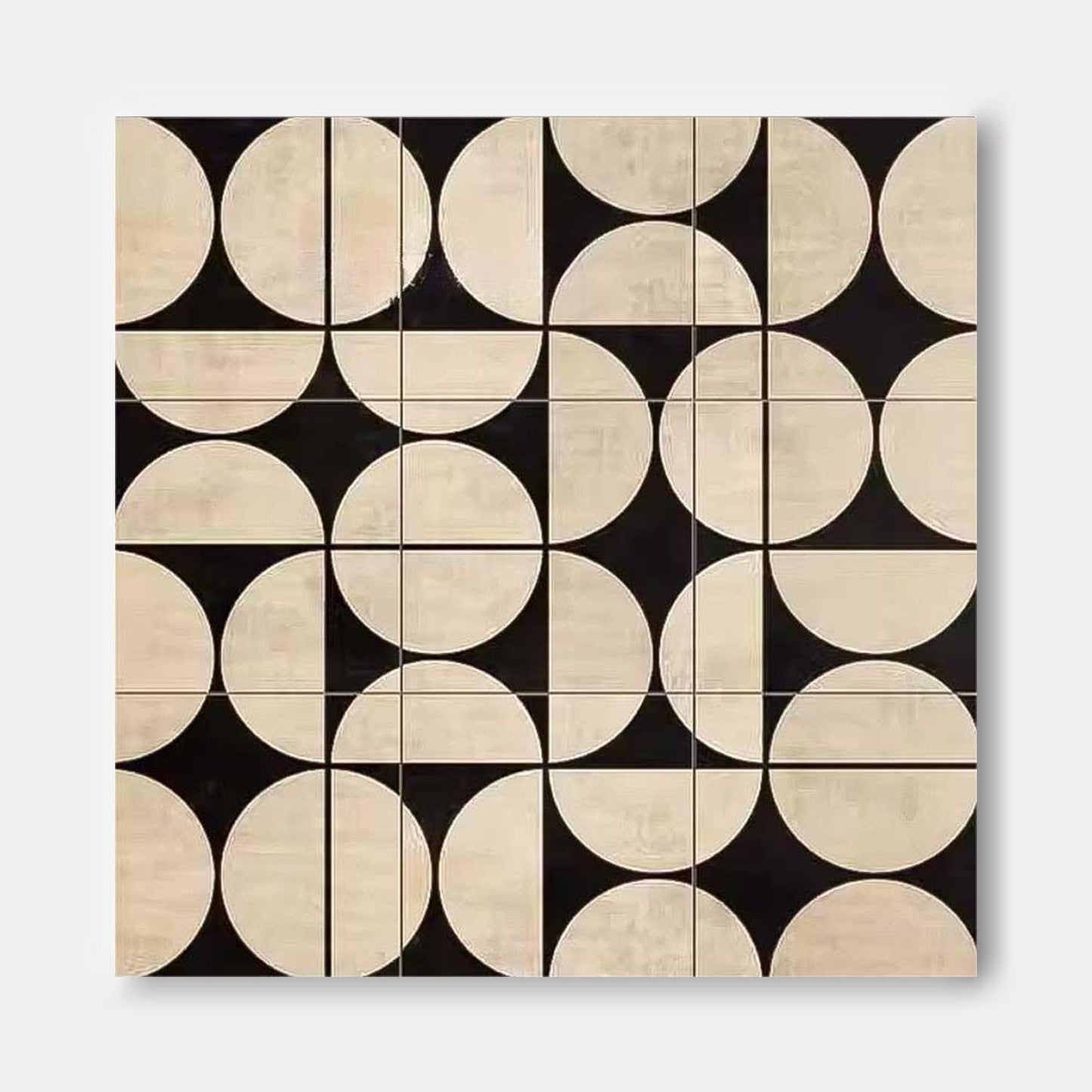 Contemporary Black and White Geometric Oil Painting for Modern Interiors